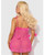Marilyn Marabou & Mesh Babydoll & G-String Set - Pink 3X/4X
