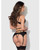 Snake Velvet-Burnout Mesh Bra, Garter, & Backless Hipster Set - Black MD
