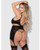 Snake Velvet-Burnout Mesh Chemise & G-String Set - Black 1X/2X