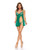 Sultry Emerald Floral Lace and Mesh Babydoll w/Underwire Cup & G-string 2 pc Set - Green MD