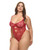 Mariah Embroidered Mesh Underwire Teddy - Burgundy 2X