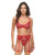 Mariah Embroidered Lace and Mesh Underwire Bra w/Garter & G-String 3 pc Set - Burgundy XL
