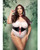 Dangerous Darling Sheer Mesh Ruffle Teddy w/Waist Cincher & Hooded Cape 3 pc Set - Black/White 1X/2X