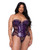 Sugar Plum Scalloped Eyelash Lace & Faux Leather Bustier w/Steel Boning & Thong Purple 1X