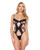 Ebony Rose Floral Guipure Lace Trim Teddy Black LG