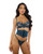 Eden Scalloped Eyelash Lace & Wet Look Waspie 3 pc Set - Teal LG