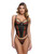 Cherry Delight Embroidered Underwire Corset w/G-String - Black XL