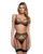 Cherry Delight Embroidered Lace and Mesh Underwire Bra w/Garter & G-String 3 pc Set - Black SM