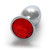 Ouch! Round Gem Butt Plug Small Silver/Ruby Red