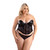 Fantasy Lingerie Leather Look and Lace Underwire Corset with Matching G-String Panty 2XL