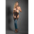Fantasy Lingerie Sheer Catching Feelings Ombré Leopard Knit Harness Stockings & G-String Panty Black/Blue O/S