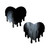Pastease Faux Latex Pleather Vinyl Black Melty Heart Nipple Pasties