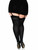 Satin Bow Opaque Thigh Highs - Queen Size - Black