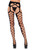 Diamond Net Opaque Stockings with Attached Garter - Black - One Size
