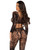 2 Pc Lace Crop Top and Footless Tights - One Size - Black