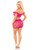 Magenta 2pc Bow Net Ruffle Bra Top and - and Mini Skirt - Os