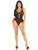 Black Floral Lace Halter Bodysuit with Mini Bow - and Flutter Accent - Os