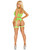 2 Pc Fishnet Bra Top and Garter Harness O/s - Neon Green