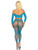 Rhinestone Fishnet Crop Top and Footless Tights O/s - Neon Blue