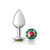 Rainbow Round Gem Silver Metal Plug - Md