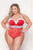 Rhinestone Studded Mesh Teddy With Marabou Trim - 3x/4x - Red