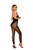 Opaque and Crochet Vertical Striped Footless Bodystocking - One Size - Black