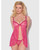 Yvone Lace Babydoll w/Front Closure & G-String 2 pc Set - Pink XL