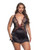Blossom Beauty Embroidered Rose Lace Babydoll - Black/Red 1X