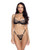 Beaded Belle Metallic Embroidery w/Bead Lace Underwire Top & Panty 2 pc Set - Black/Gold XS