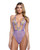 Peony Blossom Embroidered Halter Top Teddy - Lilac MD