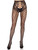 Faux Layer Net Tights With Crotchless Floral Panty - Os - Black
