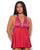 Jocelyn Lace & Satin Halter Mini Babydoll Dress w/Thong - Raspberry XL