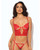 Cecily Lace & Mesh Bustier w/Thong & Garter Straps - Red MD