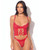 Ashley Alexiss Bustier w/Front Lace Up Ribbon Details & Matching High Cut Thong - Red SM