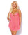 Eden Mesh Chemise Mini Dress w/Keyhole Cutout Details - Coral XL