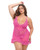 Valentine Lace Babydoll w/Bows & G-String - Rose 1X/2X