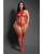 Sheer Stripped Down Mesh Body Stocking - Red QN