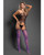 Sheer No Comparison Body Stocking w/G-String 2 pc Set - Black/Purple O/S