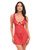 Tiana Lace Babydoll w/Side Slits & Strap Details - Red S/M