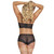 Bra & Split Crotch Short & Cat Ears Black Medium