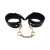 Rouge Leather Plain Ankle Cuffs Black with Gold Accessories
