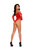 Off the Shoulder Long Sleeve Crochet Teddy Os Red