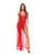 Dotted Lace & Mesh Maxi Dress w/High Side Slit & Thong - Red S/M