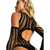 Black Pearl Bling Long Sleeve Bodysuit Black