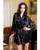 Icollection Satin 3/4 Sleeve Robe Includes Matching Sash Black S/M
