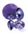 Nixie Metal Butt Plug Set With Jewel Inlaid & Pom Pom - Purple Metallic