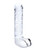 Glas 8" Realistic Ribbed Glass G-Spot Dildo With Balls - Clear