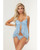 Satin Jacquard Dot Mesh Scallop Lace Babydoll & G-String Blue Xl