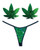 Neva Nude Naughty Knix Weed Leaf Sequin G-String & Pasties - Green O/S