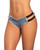 Micro Mini Shorts With Black Stripes Light Chambray Xl